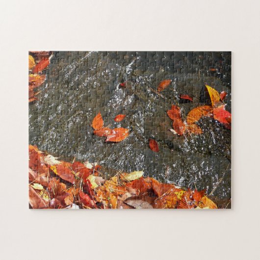 Fall Leaves in Waterfall I Autumn Photography Legpuzzel (Horizontaal)
