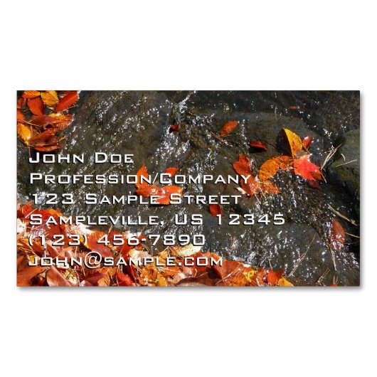 Fall Leaves in Waterfall I Autumn Photography Magnetisch Visitekaartje (Voorkant)
