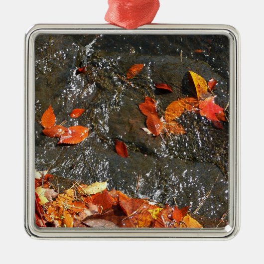 Fall Leaves in Waterfall I Autumn Photography Metalen Ornament (Voorkant)
