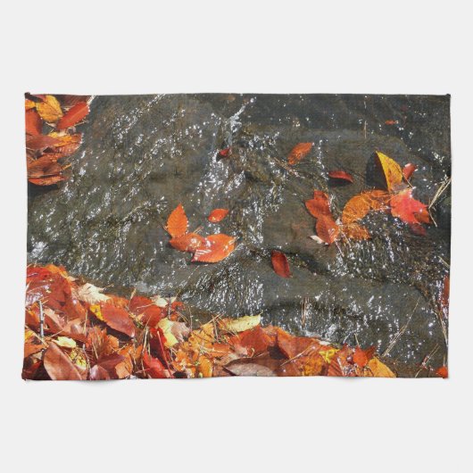 Fall Leaves in Waterfall I Autumn Photography Theedoek (Horizontaal)