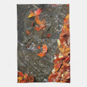 Fall Leaves in Waterfall I Autumn Photography Theedoek (Verticaal)