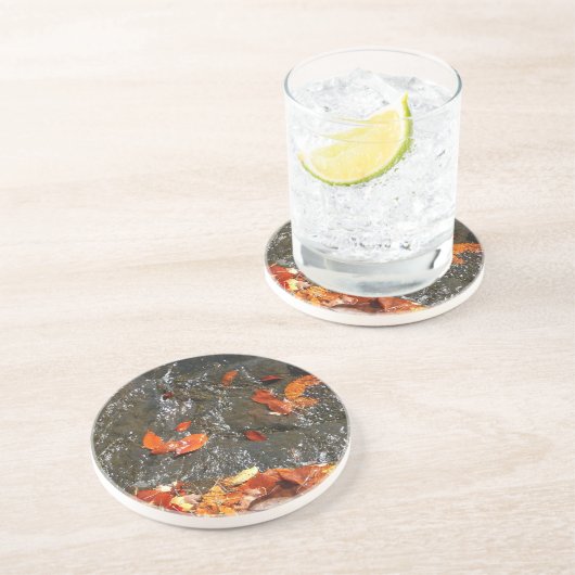 Fall Leaves in Waterfall I Autumn Photography Zandsteen Onderzetter (Zijkant)