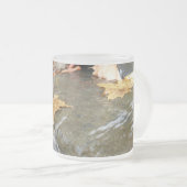 Fall Leaves in Waterfall II Autumn Photography Matglas Koffiemok (Voorkant rechts)