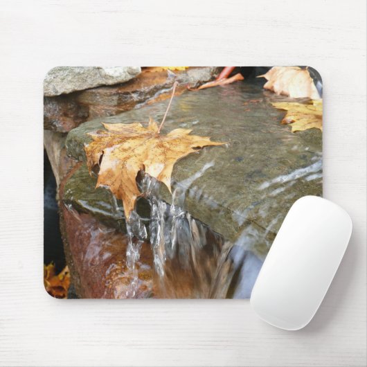 Fall Leaves in Waterfall II Autumn Photography Muismat (Met muis)