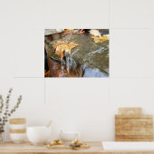 Fall Leaves in Waterfall II Autumn Photography Poster (Keuken)