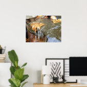 Fall Leaves in Waterfall II Autumn Photography Poster (Thuiskantoor)