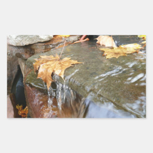 Fall Leaves in Waterfall II Autumn Photography Rechthoekige Sticker