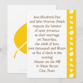 Fall Leaves in Yellow Wedding Invitation Kaart (Voorkant / Achterkant)