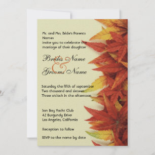 Fall Leaves l Autumn Wedding Invitation Kaart