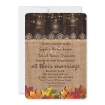 Fall Leaves Lace Burlap Wood Weddenschap