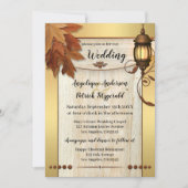 Fall Leaves Lantaarn Light Gold Weddenschap Kaart (Voorkant)