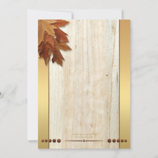 Fall Leaves Lantaarn Light Gold Weddenschap Kaart (Achterkant)