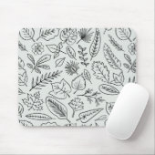 Fall Leaves Line Art Pattern - Cute Minimal Simple Muismat (Met muis)