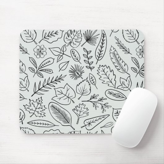 Fall Leaves Line Art Pattern - Cute Minimal Simple Muismat (Met muis)