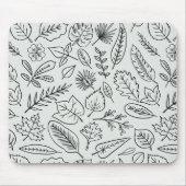 Fall Leaves Line Art Pattern - Cute Minimal Simple Muismat (Voorkant)