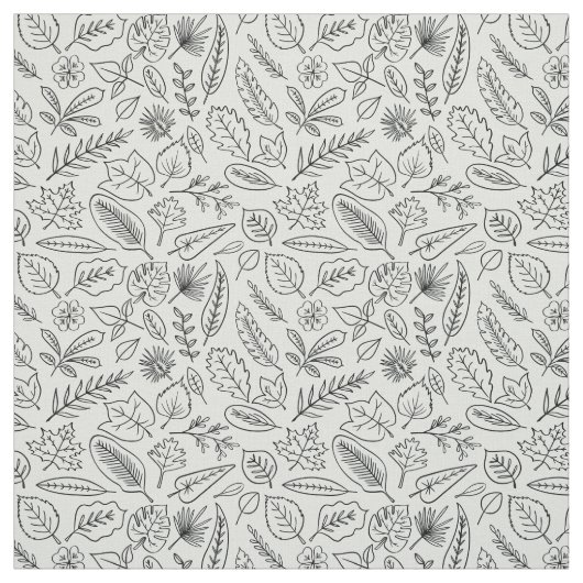 Fall Leaves Line Art Pattern - Cute Minimal Simple Stof (Swatch)