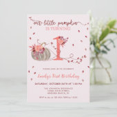 Fall Leaves Little Pumpkin First Birthday Kaart (Staand voorkant)