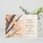 Fall Leaves Maple Tree Rustic Wedding Invitations Kaart (Staand voorkant)