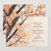 Fall Leaves Maple Tree Rustic Wedding Invitations Kaart (Voorkant / Achterkant)