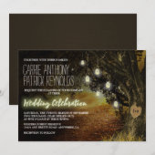 Fall Leaves Mason Jar Oak Tree Huwelijksuitnodigin Kaart (Voorkant / Achterkant)