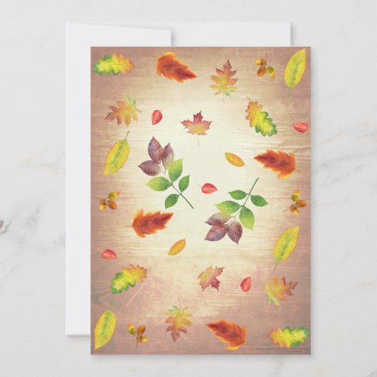 Fall Leaves Mason Jar Rustiek repetitiediner Kaart (Achterkant)