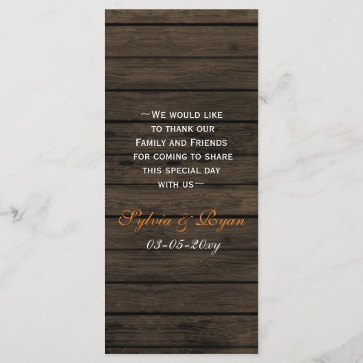 Fall Leaves Mason Jar Wedding Menu Kaarten (Achterkant)