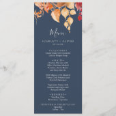 Fall Leaves | Menu Navy Blue & Burgundy Wedding (Voorkant)