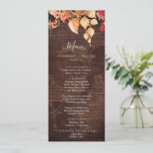 Fall Leaves | Menu Rustic Brown Wood Wedding (Staand voorkant)