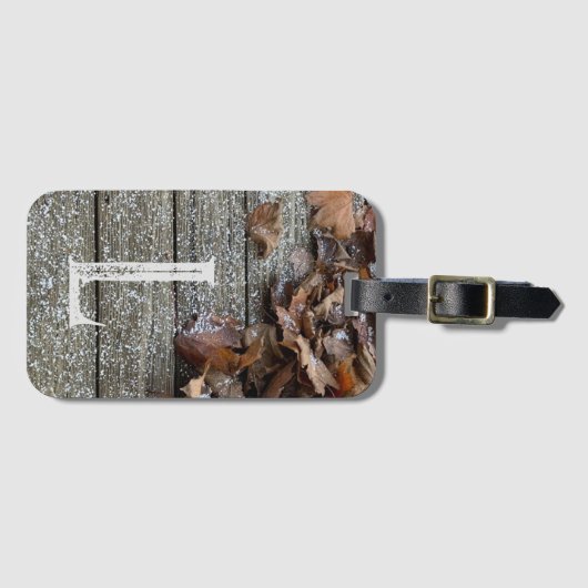 Fall Leaves met sneeuw iPhone / iPad hoesje Bagagelabel (Voorkant (horizontaal))