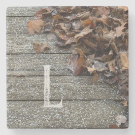 Fall Leaves met sneeuw iPhone / iPad hoesje Stenen Onderzetter