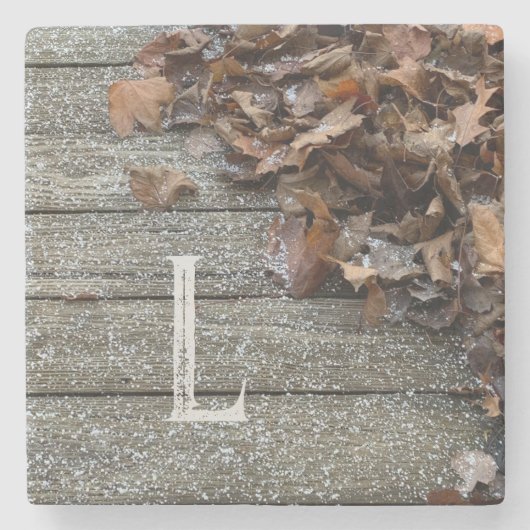 Fall Leaves met sneeuw iPhone / iPad hoesje Stenen Onderzetter (Voorkant)