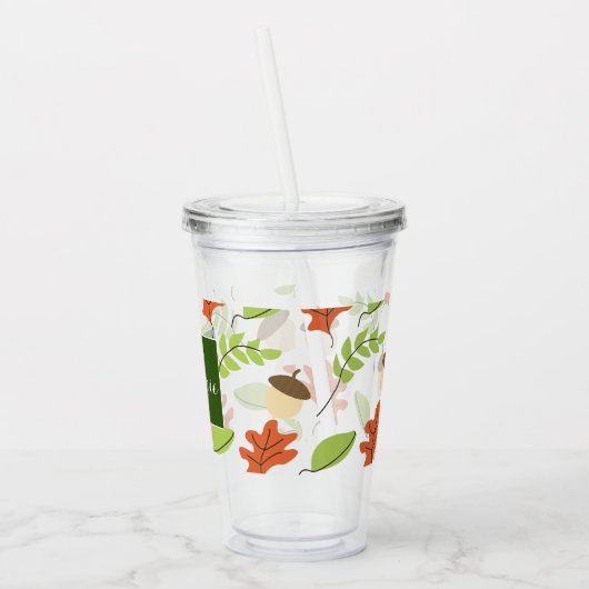 Fall Leaves Monogram aangepast Acryl Drinkbeker (Links)