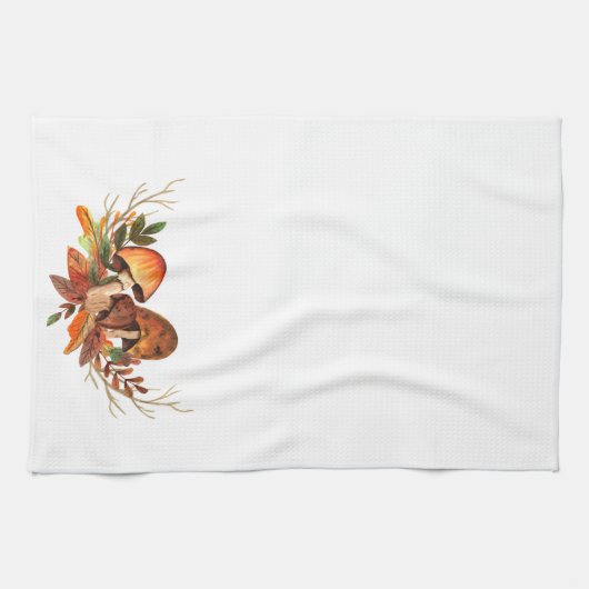 Fall Leaves Mushrooms Retro Theedoek (Horizontaal)