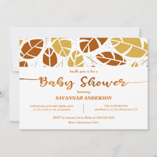Fall Leaves Mustard Boho Baby shower Invitation Kaart