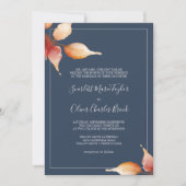 Fall Leaves | Navy Blue & Burgundy Formal Wedding Kaart (Voorkant)