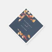 Fall Leaves | Navy Blue & Burgundy Wedding Servet (Hoek)