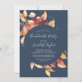 Fall Leaves | Navy Blue en Burgundy Bachelorette Kaart (Voorkant)