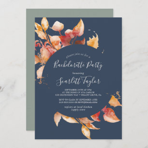 Fall Leaves   Navy Blue en Burgundy Bachelorette Kaart