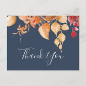 Fall Leaves | Navy Blue Hartelijk dank Briefkaart (Voorkant)