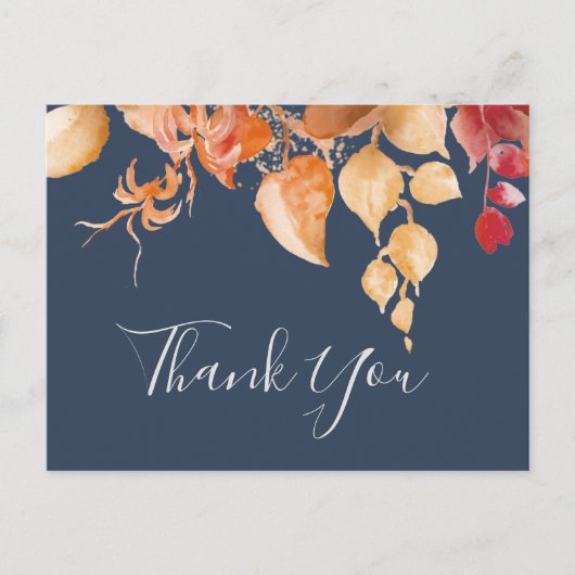 Fall Leaves | Navy Blue Hartelijk dank Briefkaart (Voorkant)