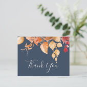 Fall Leaves | Navy Blue Hartelijk dank Briefkaart (Staand voorkant)