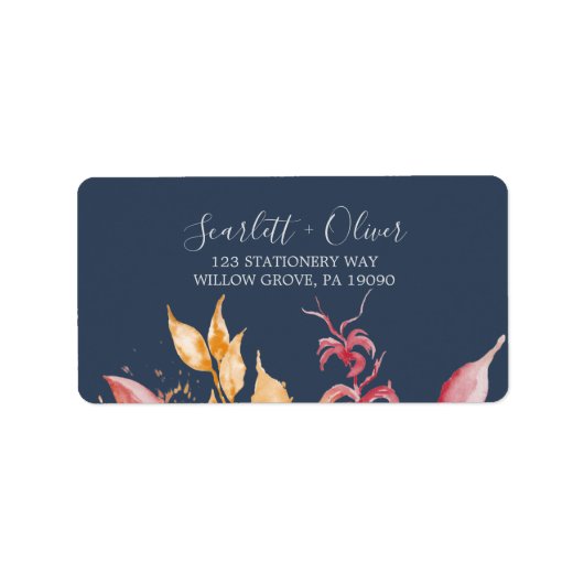 Fall Leaves | Navy Blue RSVP-Adresetiketten Etiket (Voorkant)