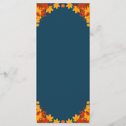 Fall Leaves Navy Blue Thanksgiving Menu (Achterkant)