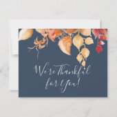 Fall Leaves | Navy Blue We zijn dankbaar voor jull Bedankkaart (Voorkant)