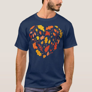 Fall Leaves Oknajaar Lovers Funny Heart Cute T-shirt
