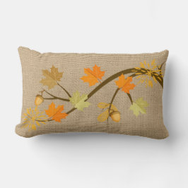 Fall Leaves on faux Burlap Pillow Kussen