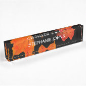 Fall Leaves Oranje Monogrammed Name Black 2020 Naambordje