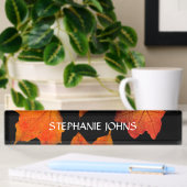 Fall Leaves Oranje Monogrammed Name Black 2020 Naambordje