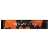 Fall Leaves Oranje Monogrammed Name Black 2020 Naambordje (Voorkant)