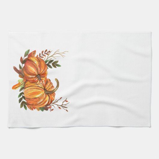 Fall Leaves Ornage Pumpkins Fancy Theedoek (Horizontaal)